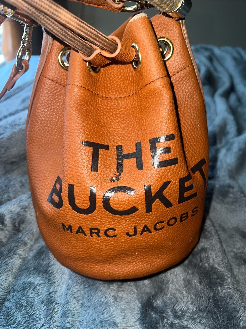 Original Worn Marc Jacobs Orange Drawstring Bucket Bag with Braided Handle - Picture 6 of 14